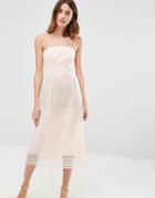 Warehouse Bandeau Premium Lace Midi Dress - Nude