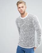 Asos Knitted Sweater In Contrast Texture - Gray