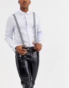 Asos Design Suspenders In Black And White Houndstooth Print