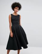 Chi Chi London Fit And Flare Midi Dress With Seam Detail - Black