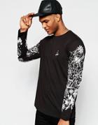 Love Moschino Tatto Sleeve Long Sleeve Top - Black