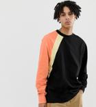 Collusion Color Blocked Long Sleeve T-shirt In Black