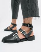Asos Design Mews Studded Flat Shoes - Black