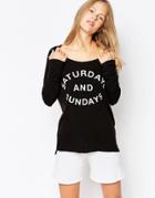Sundry Weekend Long Sleeve Raglan Top - Black