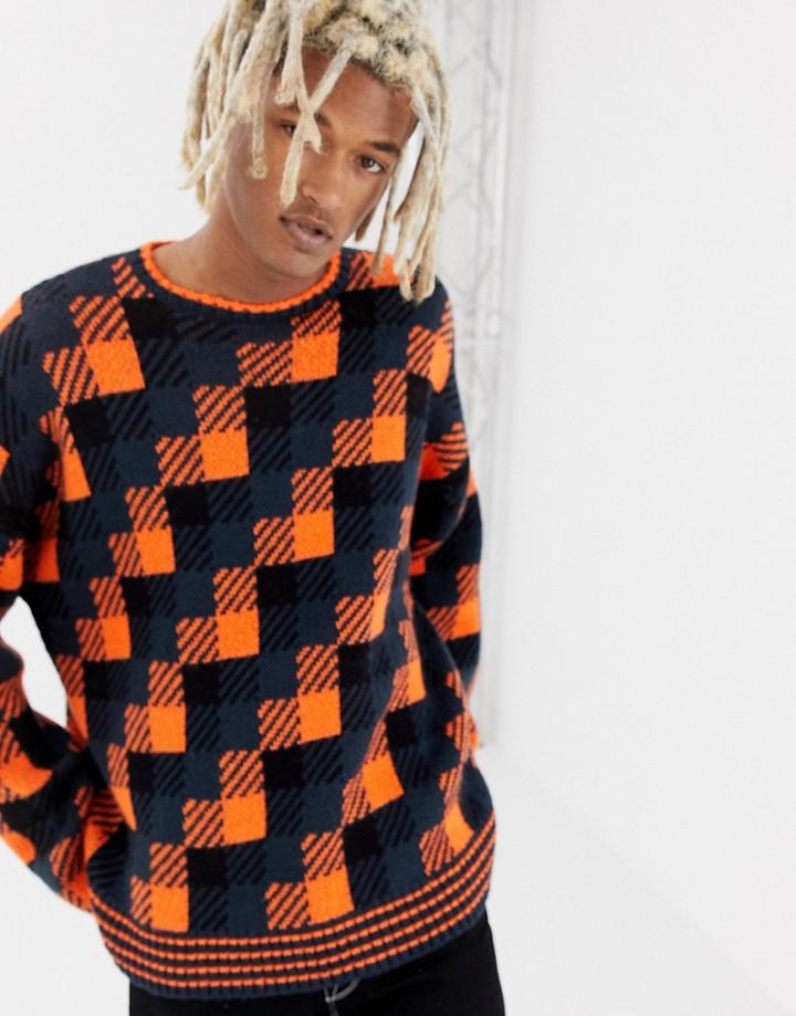 Collusion Sweater In Bright Block Print - Multi