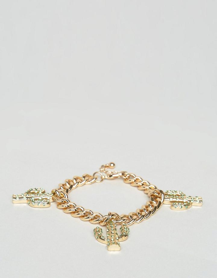 Asos Premium Cactus Charm Bracelet - Gold