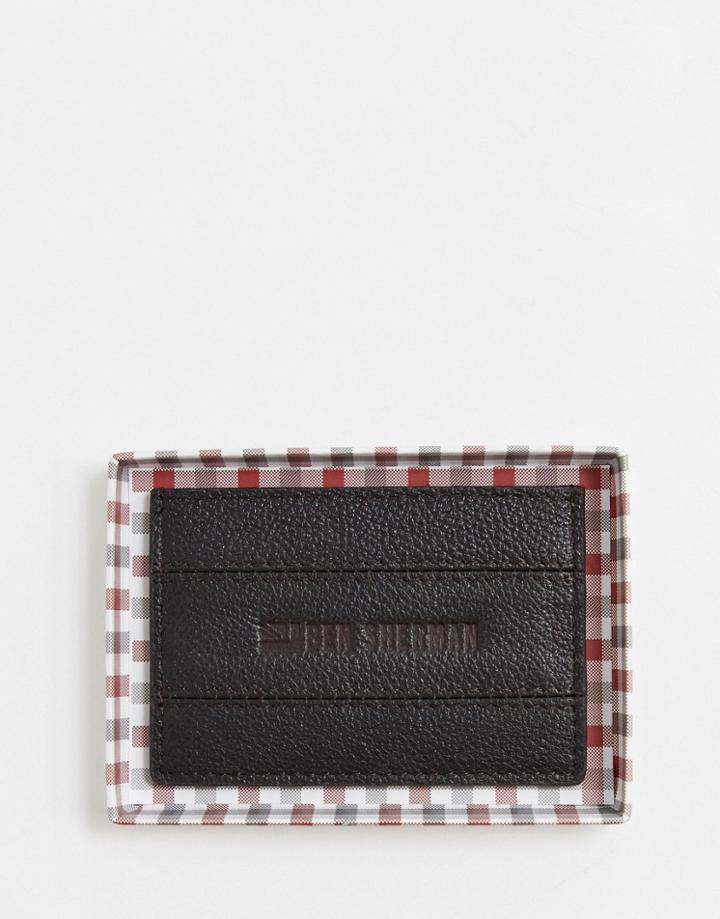 Ben Sherman Leather Card Holder In Brown