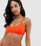 South Beach Exclusive Mix And Match Crop Bikini Top In Neon Orange