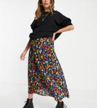 Asos Design Maternity Jersey Pleated Midi Skirt In Bright Floral Print-multi