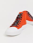 Hugo Zero High Top Logo Lace Sneakers In Orange