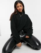 Monki Ackie Knit Long Sweater In Black