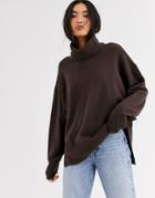 & Other Stories Roll Neck Sweater In Brown