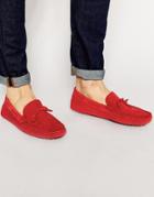 Asos Driving Shoes In Bright Red Suede - Red