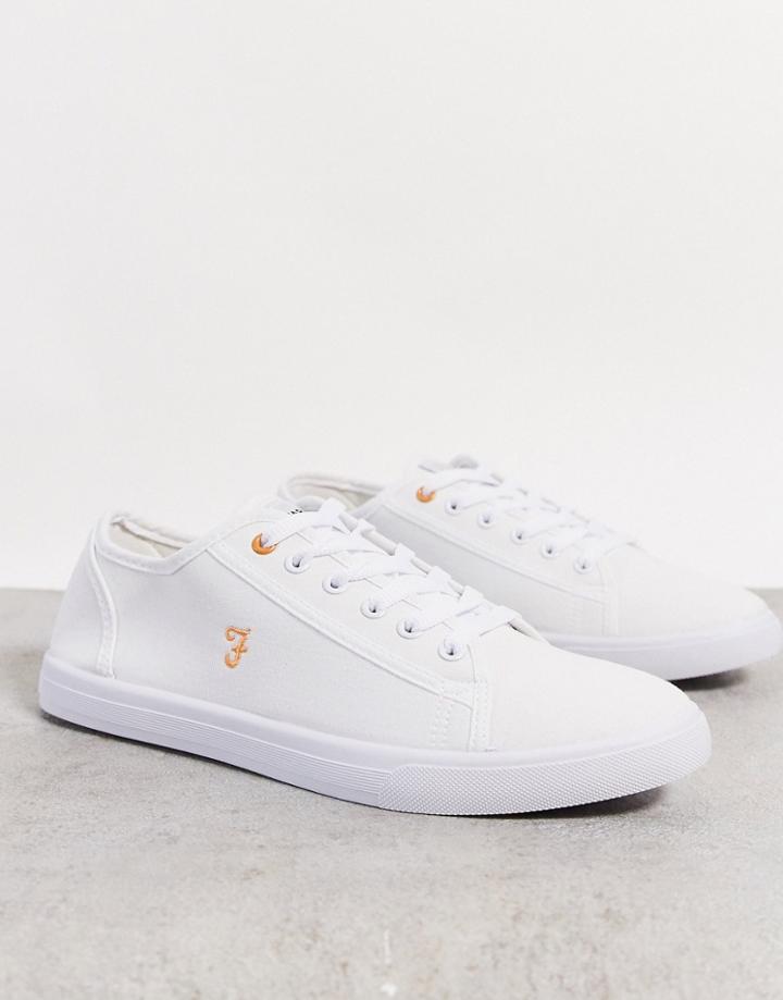 Farah Canvas Lace Up Sneakers In White
