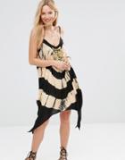 Anmol Tie Dye Mini Beach Dress With Coin Embellishment - Black Tie Dye
