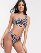 Luxe Palm High Leg Cut Out Bikini Bottom-multi