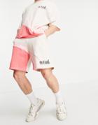 Asos Actual Shorts In Pink With Curved Color Block Detail - Part Of A Set