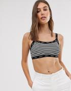 Obey Cami Crop Top With Logo Banding In Stripe-black
