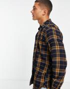 French Connection Long Sleeve Multi Check Flannel Shirt In Navy
