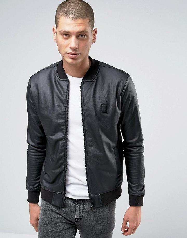 Religion Bomber Jacket In Coated Jersey - Black