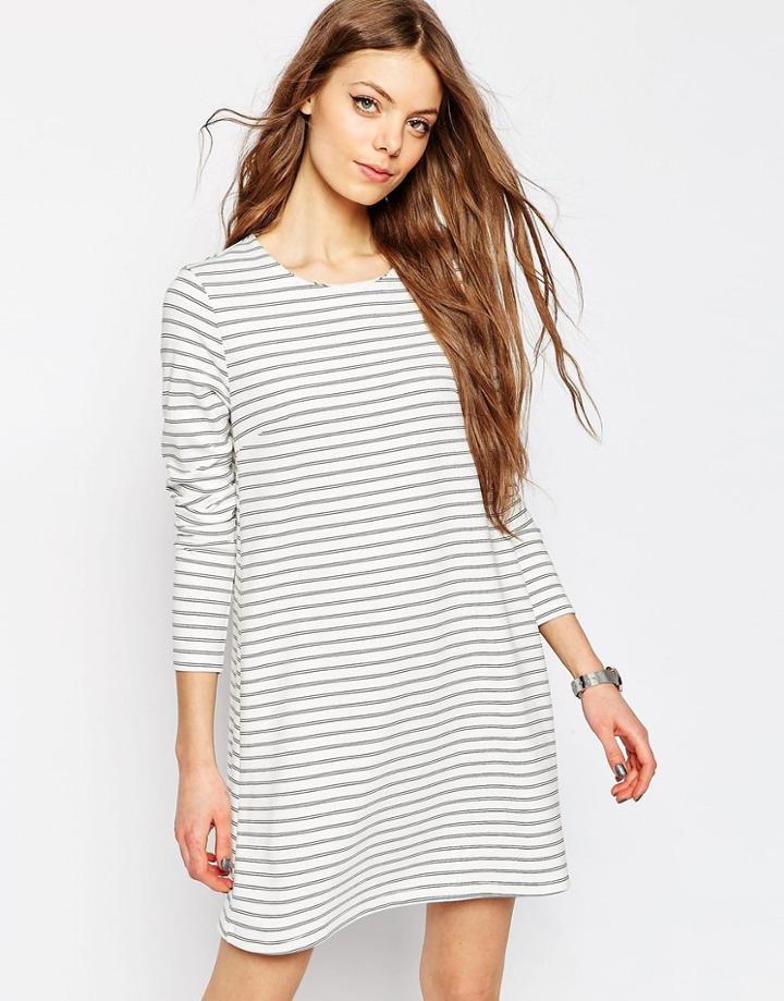 Asos Ponte Swing Dress In Stripe Print