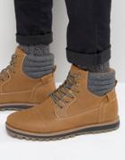 New Look Lace Up Worker Boots In Tan - Tan