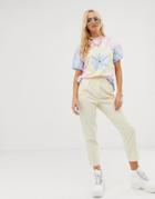 Asos Design Cut About Peg Pants In Washed Lemon-yellow