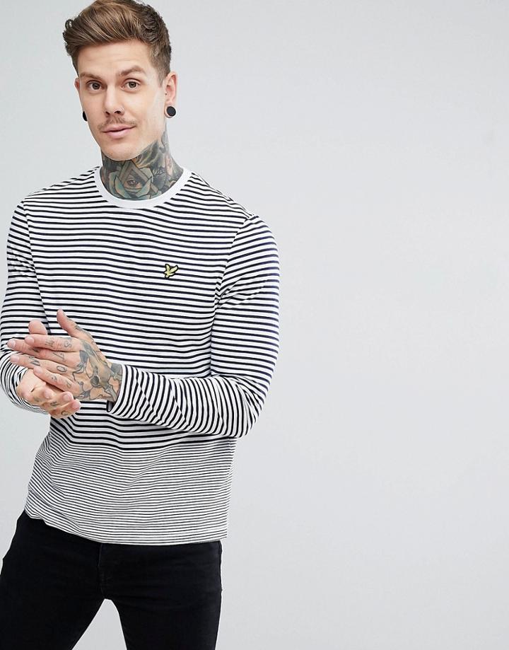 Lyle & Scott Long Sleeve Breton Stripe T-shirt In Navy - Navy