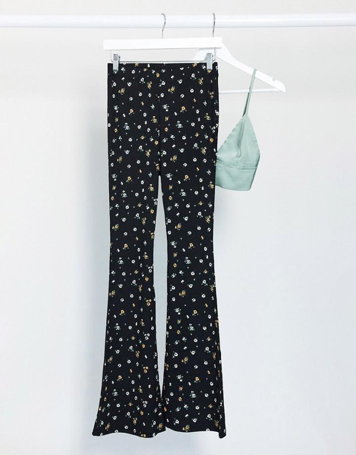 Topshop Ditsy Print Flared Pants In Multi
