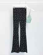 Topshop Ditsy Print Flared Pants In Multi