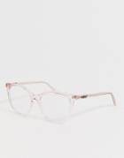 Quay Australia All Nighter Round Blue Light Clear Lens Glasses In Pink - Pink