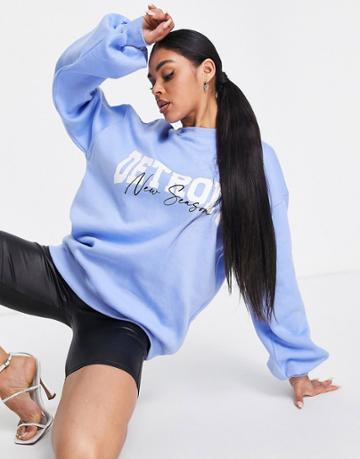 Public Desire Detroit Logo Oversized Sweatshirt In Blue-blues