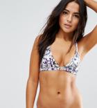 Peek & Beau Floral Triangle Bikini Top With Lace Back B-f Cup - Multi