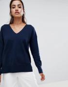 French Connection Dehla Valli Wool Blend V-neck Sweater-navy