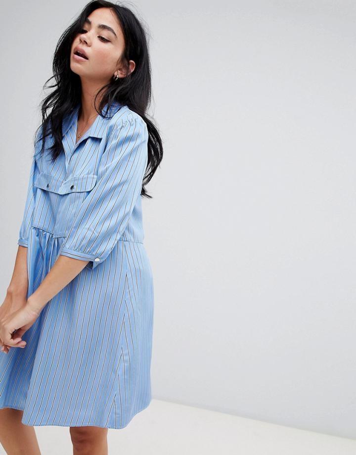 Ba & Sh Striped Mini Swing Dress - Blue