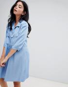 Ba & Sh Striped Mini Swing Dress - Blue