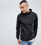 Asos Design Tall Overhead Windbreaker In Black - Black