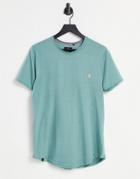 Le Breve Longline Raw Edge T-shirt In Dark Mint-green