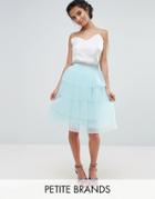 True Decadence Petite Layered Tulle Midi Skirt - Green
