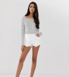 Asos Design Tall Recycled Denim Alvey Midrise Shorts-white