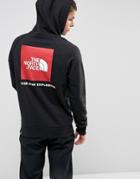 The North Face Raglan Hoodie Back Red Box Logo In Black - Black