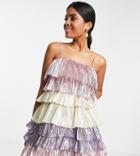Collective The Label Exclusive Tiered Mini Dress In Metallic Mix-multi