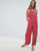 Love & Other Things Polka Dot Jumpsuit - Red