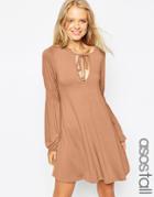 Asos Tall Swing Dress With Shirred Sleeves - Light Terracotta $14.00