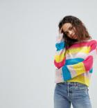 Asos Design Petite Stripe Sweater In Open Knit - Multi