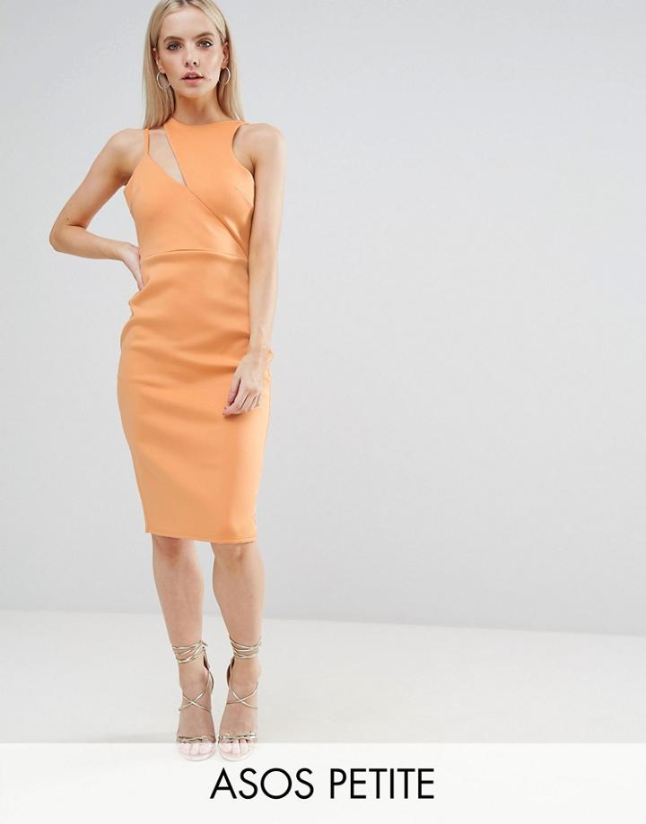 Asos Petite Scuba Cut Out Neck Asymmetric Dress - Pink