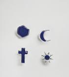 Reclaimed Vintage Inspired Sterling Silver Earring Pack With Crescent Moon And Cross Exclusive At Asos - Silver
