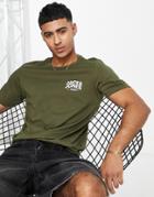Jack & Jones Logo Crew Neck T-shirt In Olive Green