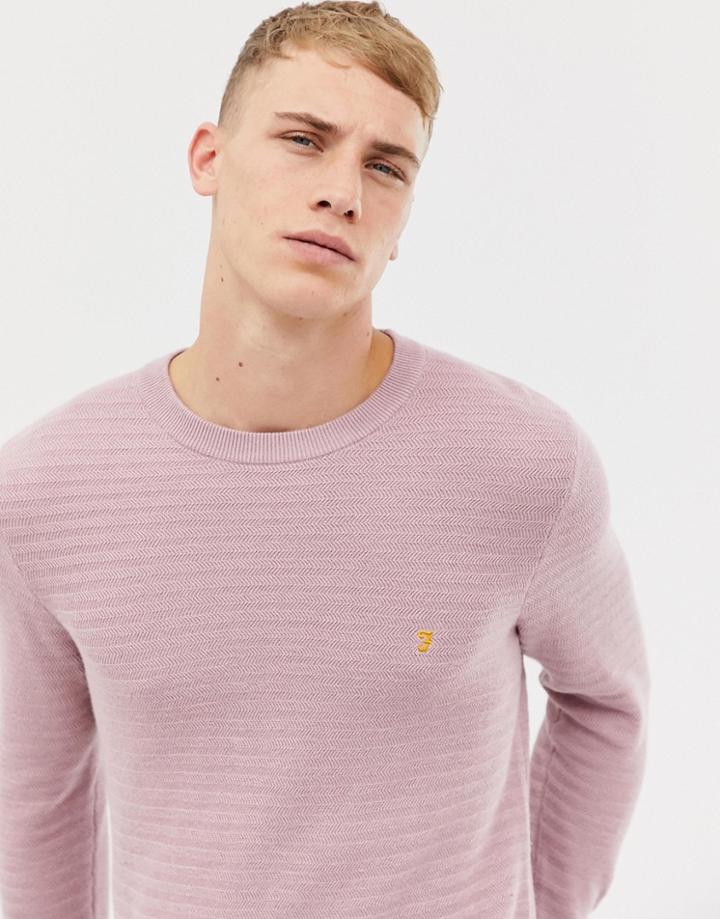 Farah Darren Horizontal Ribbed Sweater In Pink - Pink