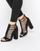 Asos Elusive Caged Ankle Boots - Black Snake